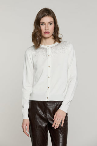 Cardigan IMPERATRICE manica lunga girocollo con bottoni crystal più strass