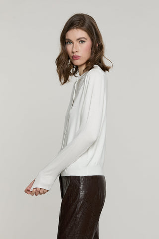 Cardigan IMPERATRICE manica lunga girocollo con bottoni crystal più strass