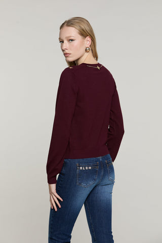 Cardigan BIRKA manica lunga girocollo con bottoni più catena logo