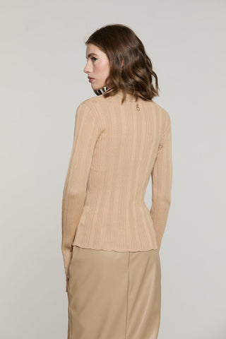 Maglia VESUS manica lunga polo con colletto strass costina