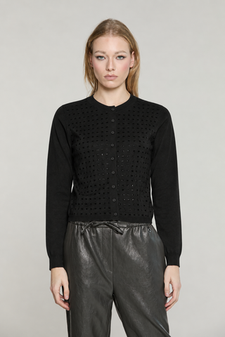Cardigan FIORELLI manica lunga girocollo con baguette