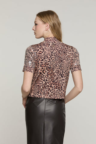 Maglia FABRIZI mezza manica girocollo fant.animalier più paillettes