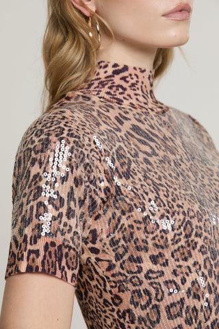 Maglia FABRIZI mezza manica girocollo fant.animalier più paillettes