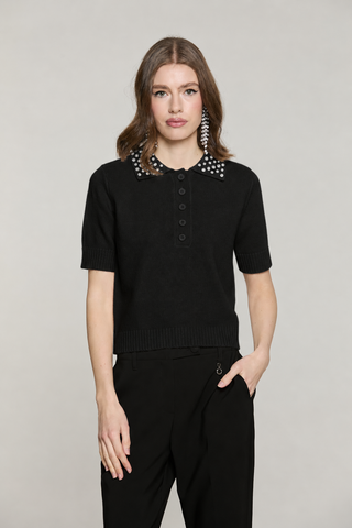 Maglia CUMMING mezza manica colletto con applicazioni strass