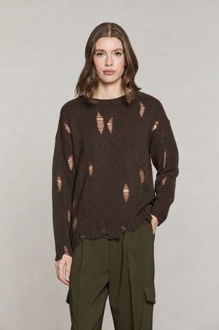 Maglia LEIDAN manica lunga girocollo con rotture