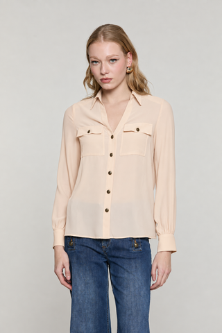 Camicia MOLINAX manica lunga scollo v con tasche più bottoni