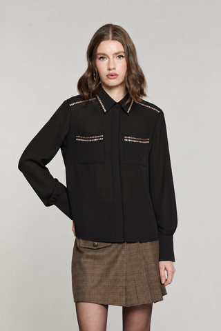 Camicia ADERO manica lunga con tasche più applicazione paillettes