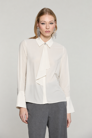 Camicia LA_GARZA manica lunga campana con bott.gioiello più gala