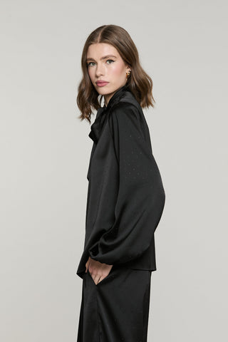 Blusa ABITTAN manica lunga palloncino con arriccio più fusciacca full strass