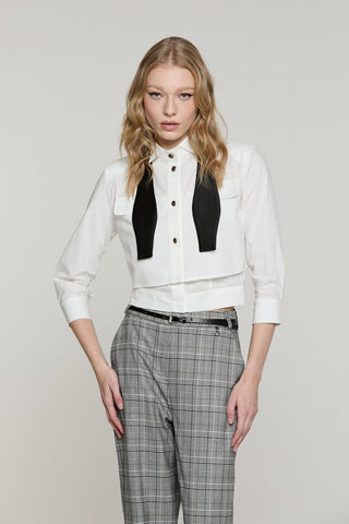 Camicia CORVINA corta manica 3/4 con patte più papillon