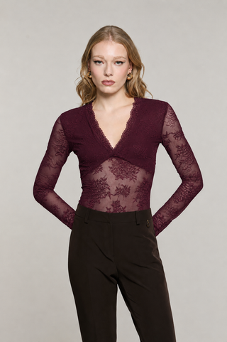 Body LIORA manica lunga scollo v pizzo