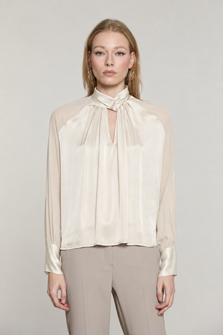 Blusa BELLS manica lunga con nodo collo più pieghe più goccia