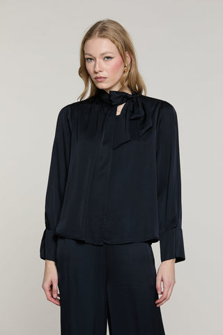 Blusa POLK manica lunga con spacco polso più fusciacca più pannello con pieghe