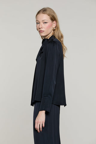 Blusa POLK manica lunga con spacco polso più fusciacca più pannello con pieghe