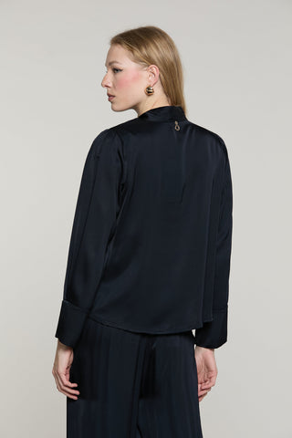 Blusa POLK manica lunga con spacco polso più fusciacca più pannello con pieghe