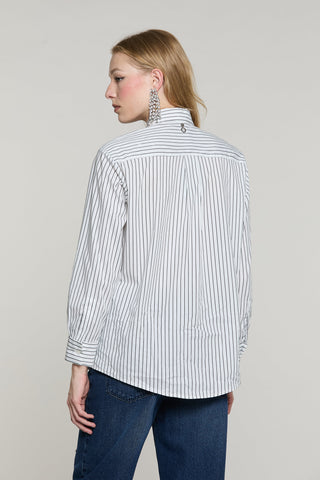 Camicia MANACORA manica lunga con tasca più copribottoni gioiello righe