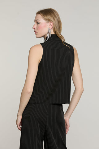 Blusa MOUSSA senza maniche con fiocco gessato