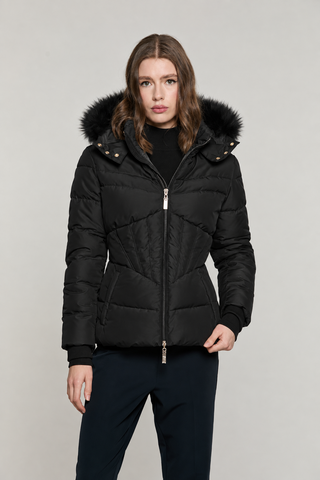 Piumino BAINTI manica lunga con polsi più cappuccio più ecopelliccia più zip più ts