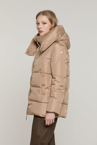 Piumino TERAMIS manica lunga con cappuccio più bordo ecopelliccia staccabile più zip più tasche