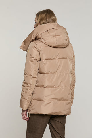 Piumino TERAMIS manica lunga con cappuccio più bordo ecopelliccia staccabile più zip più tasche