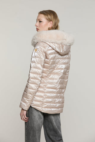 Piumino PYLEM_A manica lunga con ts più zip trasversale più cappuccio più bordo ecopelliccia staccabile