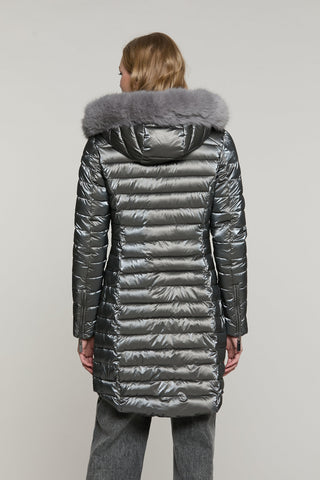 Piumino DIESSAM_A lungo manica lunga con ts più zip trasversale più cappuccio più bordo ecopell.