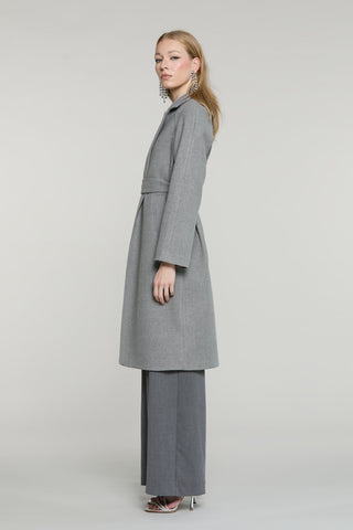 Cappotto CLEMIA lungo manica lunga raglan con tasche più cintura