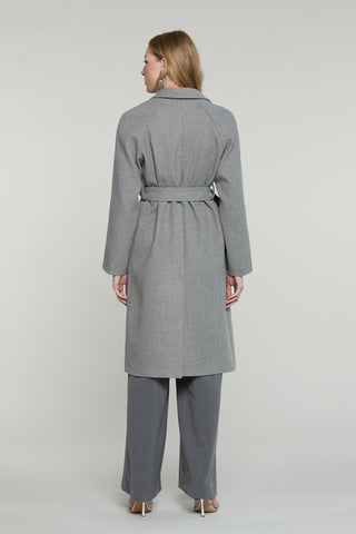 Cappotto CLEMIA lungo manica lunga raglan con tasche più cintura