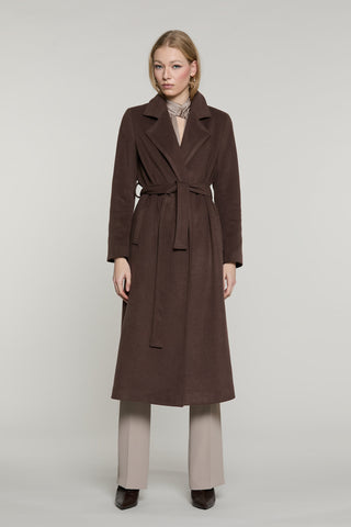 Cappotto ANNAPUR_BIS lungo manica lunga con collo pelliccia staccabile più cintura più tasche