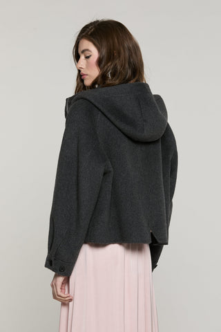 Cappotto LOVELYSA corto manica lunga con tasche toppa più cappuccio più zip più snap