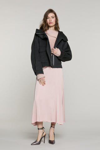 Cappotto LOVELYSA corto manica lunga con tasche toppa più cappuccio più zip più snap