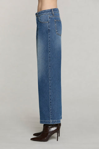 Panta ELLELONG_BLUE_SNZ vita media straight fit 5 ts denim blue