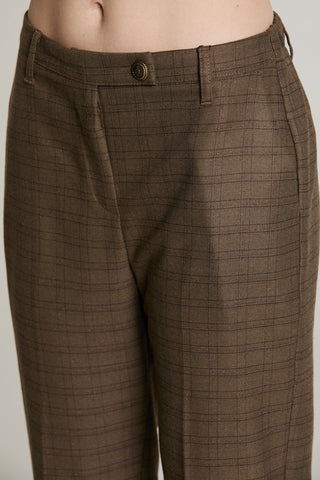 Panta OSTENDO_B vita alta con elastico più ts francesi più filetto quadri più lurex