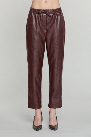 Pantalone ATTILY vita alta con elastico più coulisse più tasche ecopelle