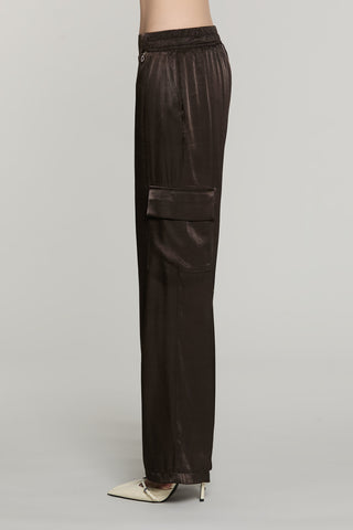 Pantalone CITRA vita alta con elastico più tasconi raso