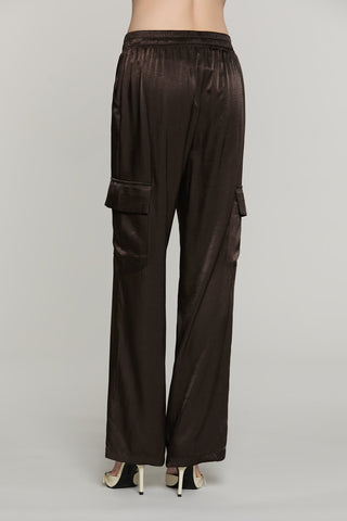 Pantalone CITRA vita alta con elastico più tasconi raso