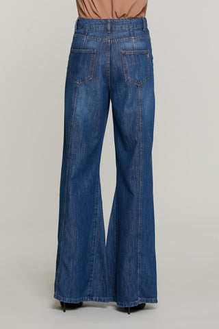 Panta DAKOTA_BLUE vita alta 5 tasche wild fit denim blue