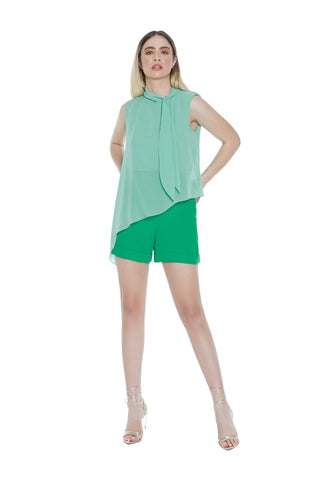 Blusa YUKIKO senza manica colletto con fusciacca asimmetrica