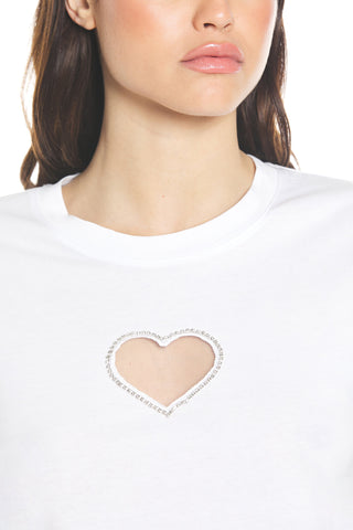 T-shirt CHERIMOYA mezza manica con inserto tulle più strass