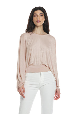 Blusa LYDEZ manica lunga pipistrello con goccia più laccetto spalle con logo plisse'