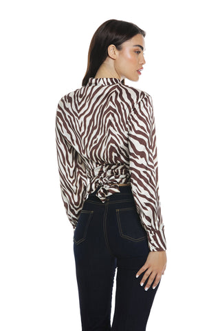 Camicia TELLUS corta manica lunga con fusciacca fantasia animalier