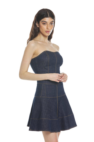 Top JUDITH senza manica scollo cuore con zip denim