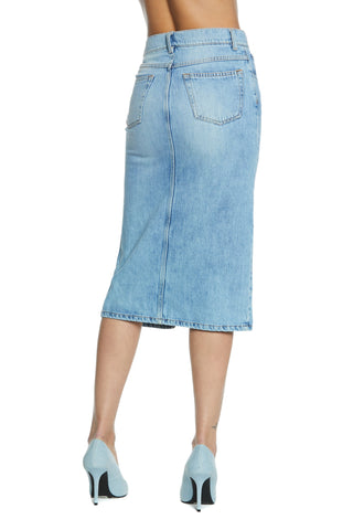 Gonna KHRISTY_2 longuette 5tasche  con spacco denim blue