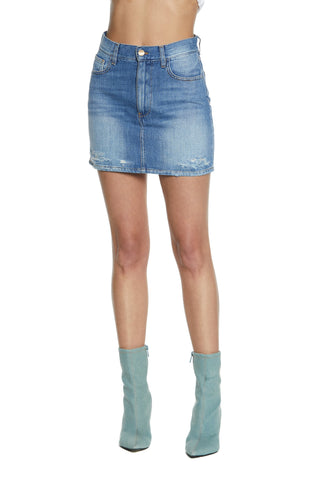 Gonna KENDALL_2 corta 5tasche  con rotture denim blu