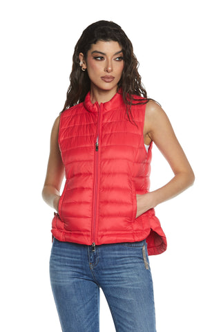 Giubbino GYALANA smanicato con zip più tasche più coulisse asimmetrico piumino superlight