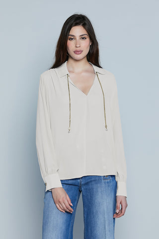 Blusa MARBELLA M/L Scollo V con Catena Logo