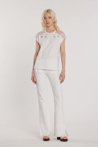 T-Shirt ANNABELLA maniche corte pizzo con applicazioni pietre