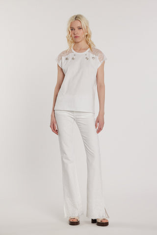 T-Shirt ANNABELLA maniche corte pizzo con applicazioni pietre