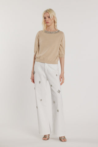 Maglia TAVILESY maniche tre quarti con applicazioni gioiello