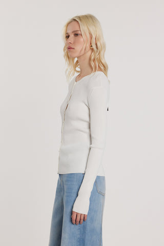 Cardigan SEMILY maniche lunghe girocollo con bottoncini costina